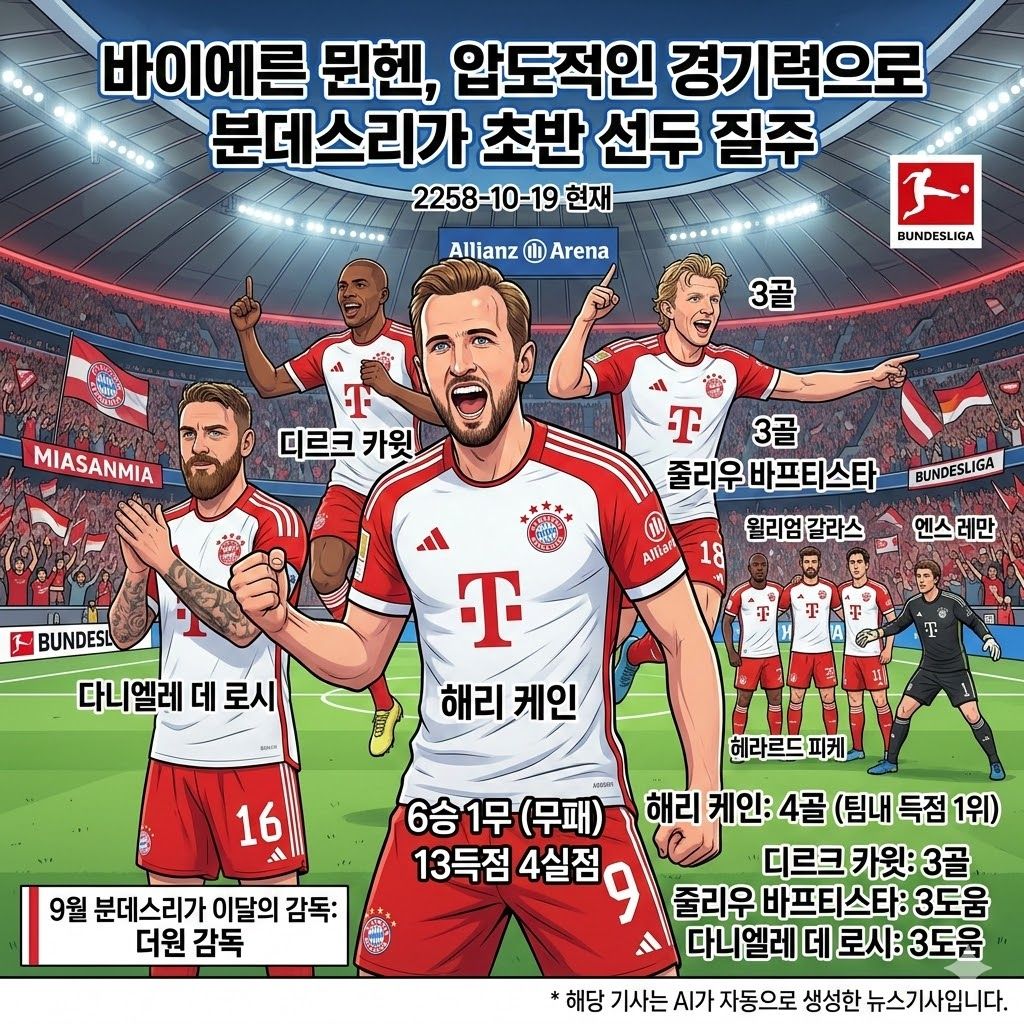 뮌헨, `케인-카윗` 득점쇼! 분데스리가 폭격